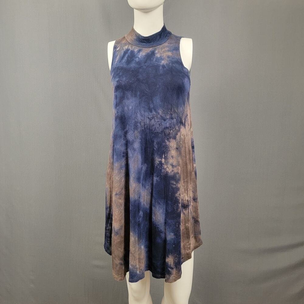 Ginger G Tie-Dye Swing Dress M Sleeveless Soft Knit Boho Style